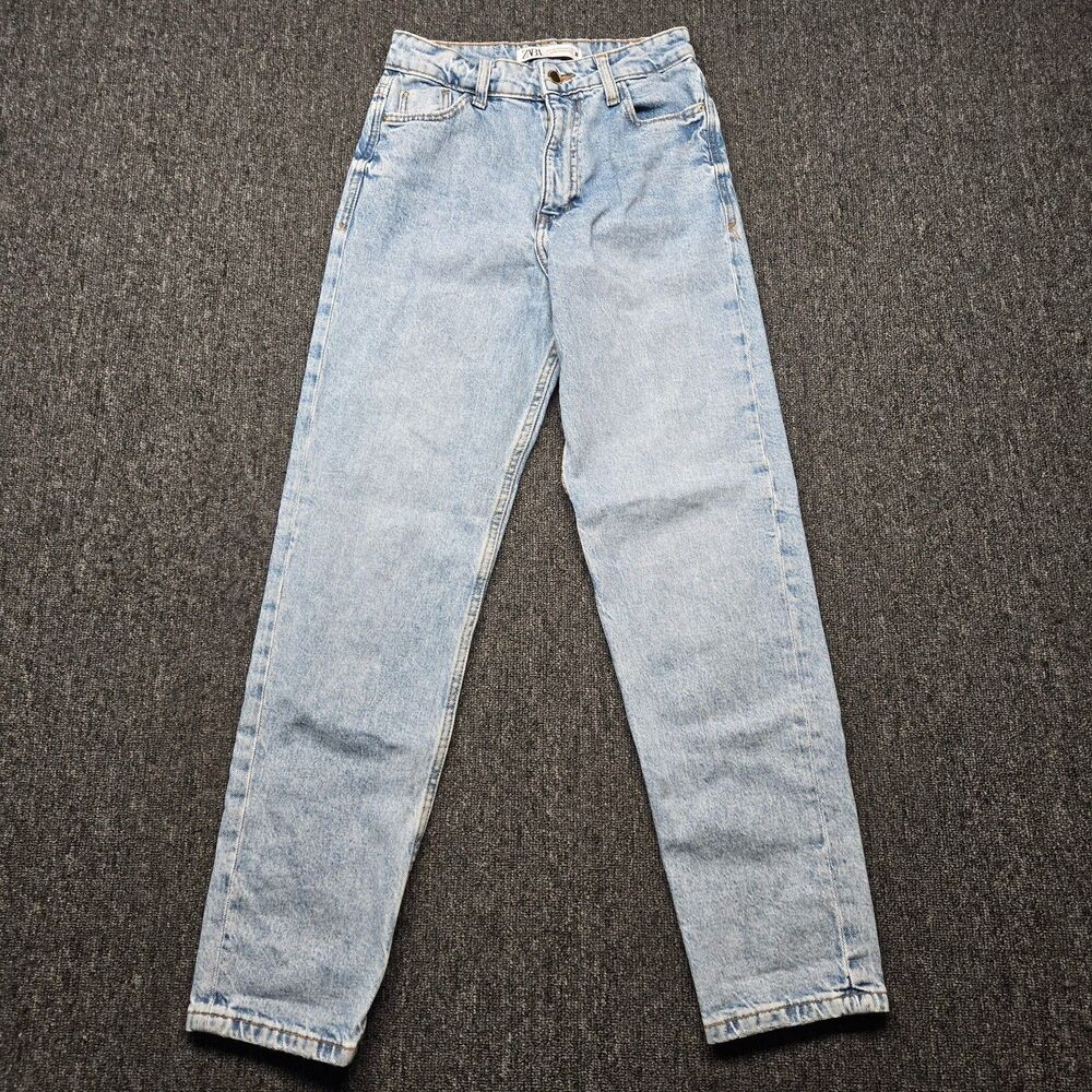 Zara High Rise Jeans Women’s 2 Blue Tapered Leg Denim Pants